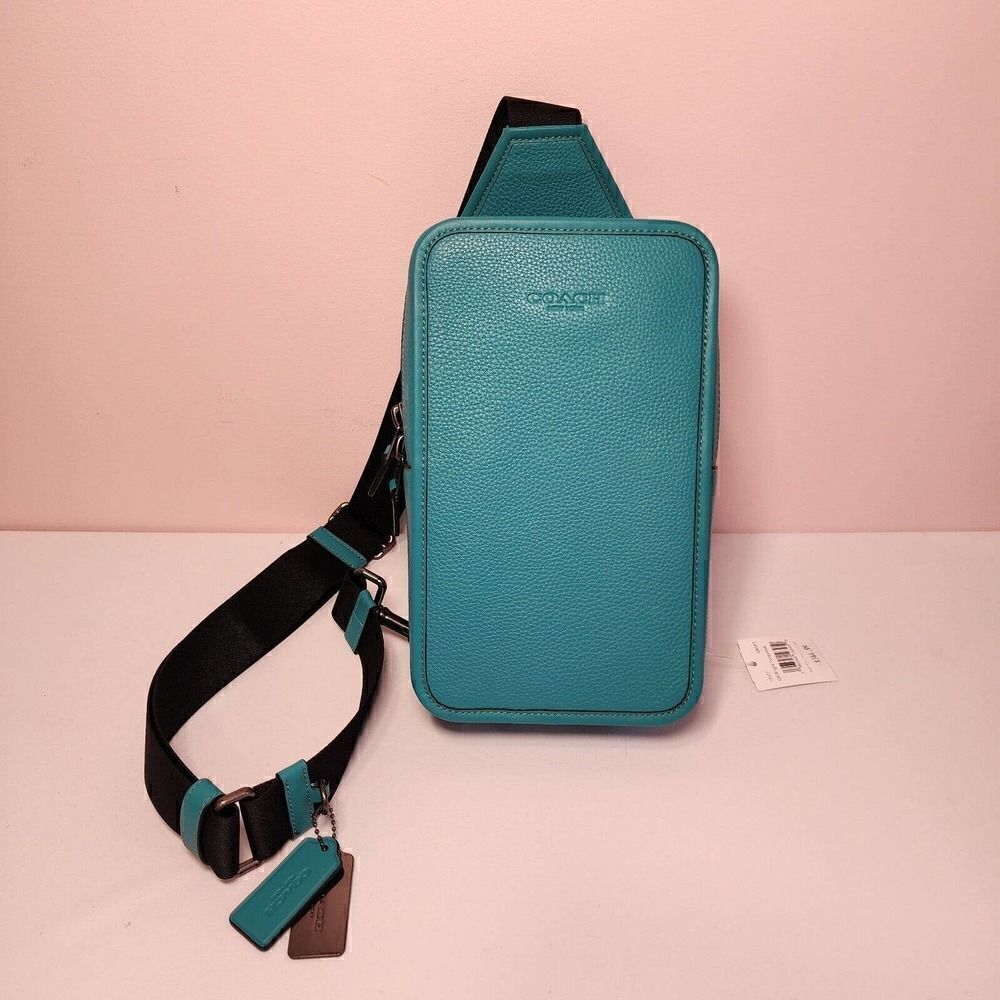 NWT Coach CP207 Sullivan Pack Smooth Calf Leather Bright Turquoise - Picture 2 of 7